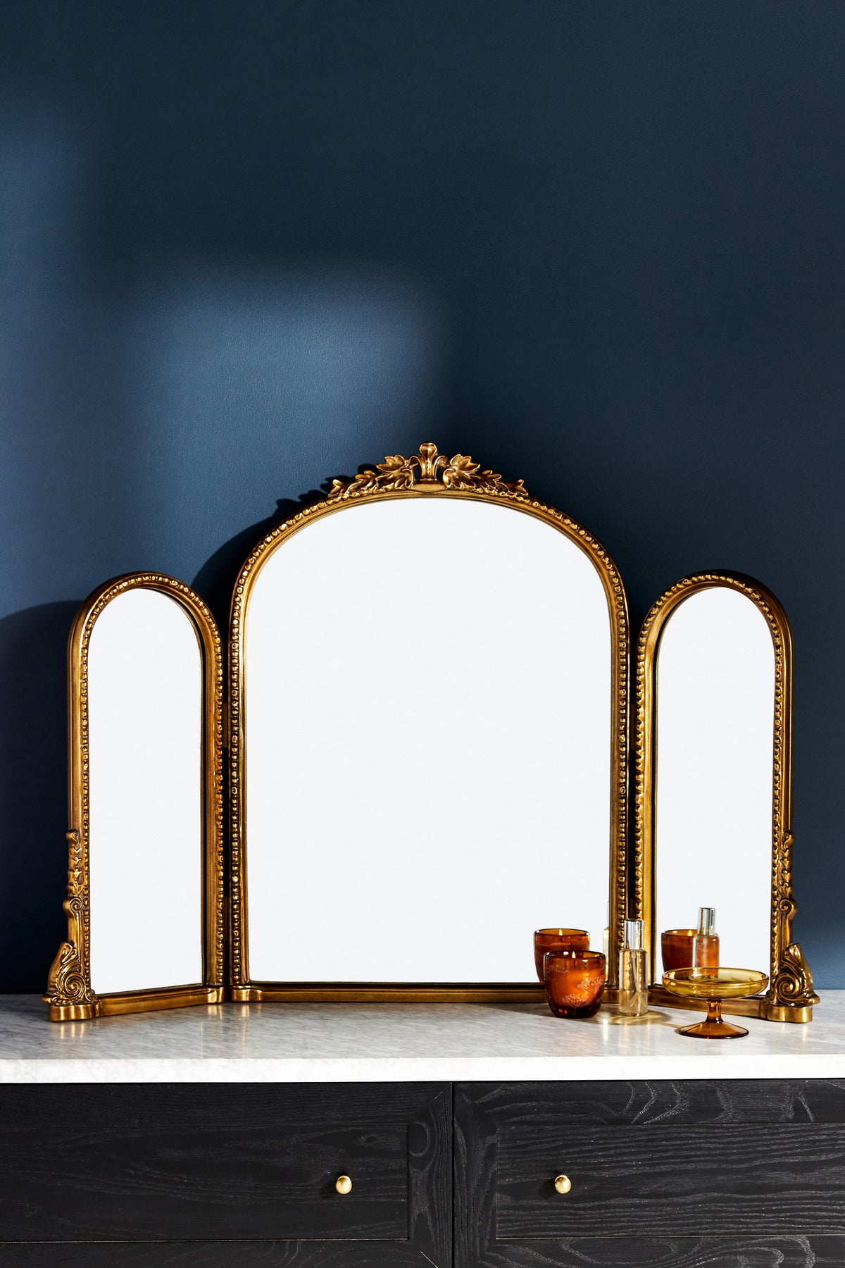 Hekla Baroque Gold Triptych Tabletop Mirror, product view 1