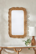 Karfa Scalloped Rattan Rectangular Wall Mirror in Natural, product view 1