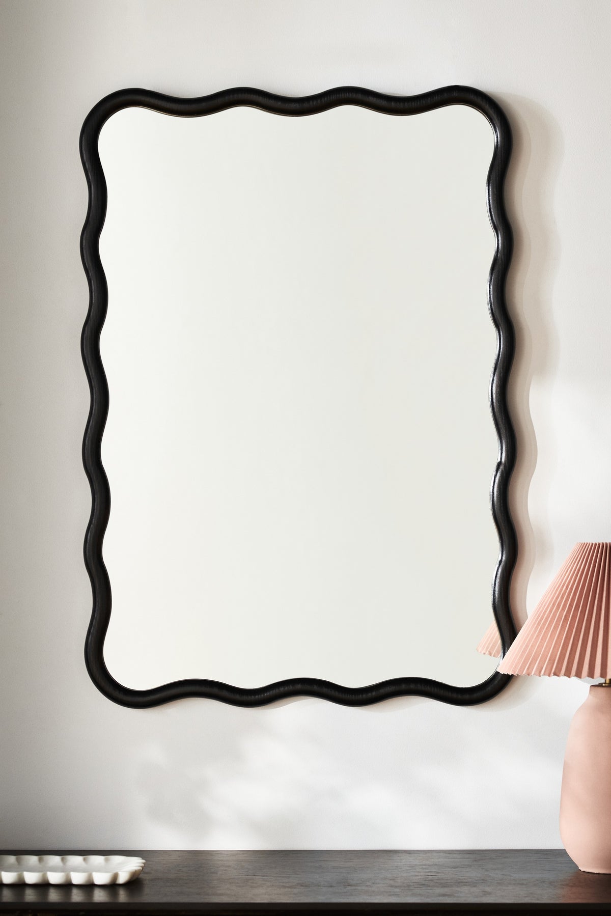 Solveig Squiggle Wood Mirror, Wall or Floor Size in 001 Black, product view 1