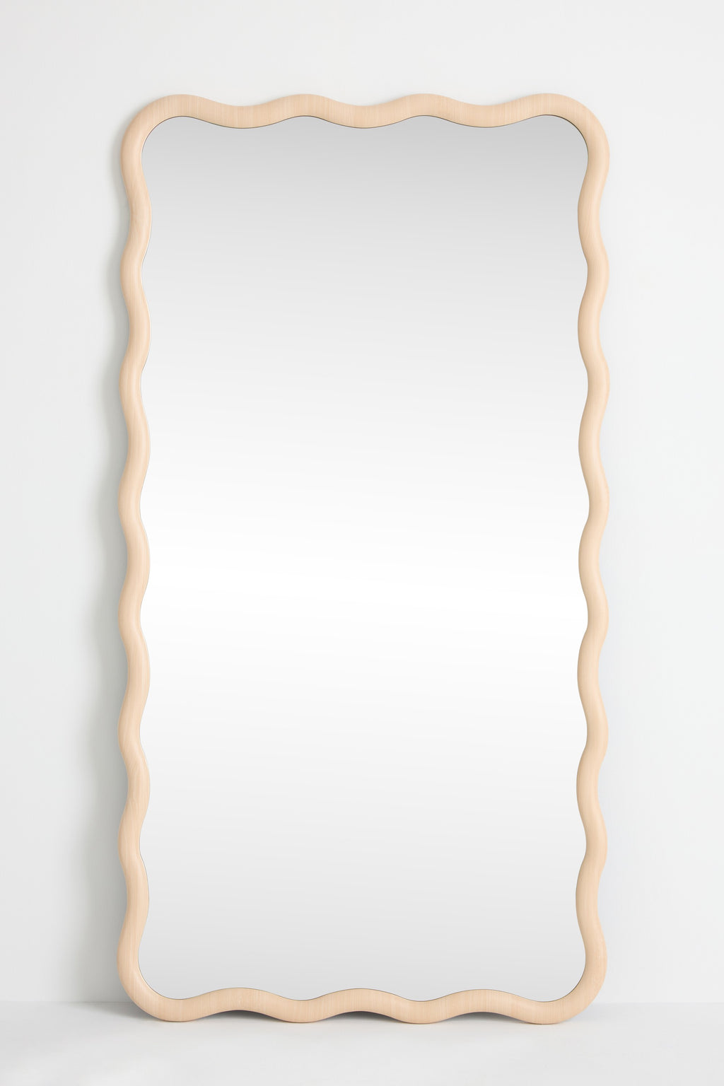 Solveig Squiggle Wood Mirror, Wall or Floor Size in 024 Beige, product view 4