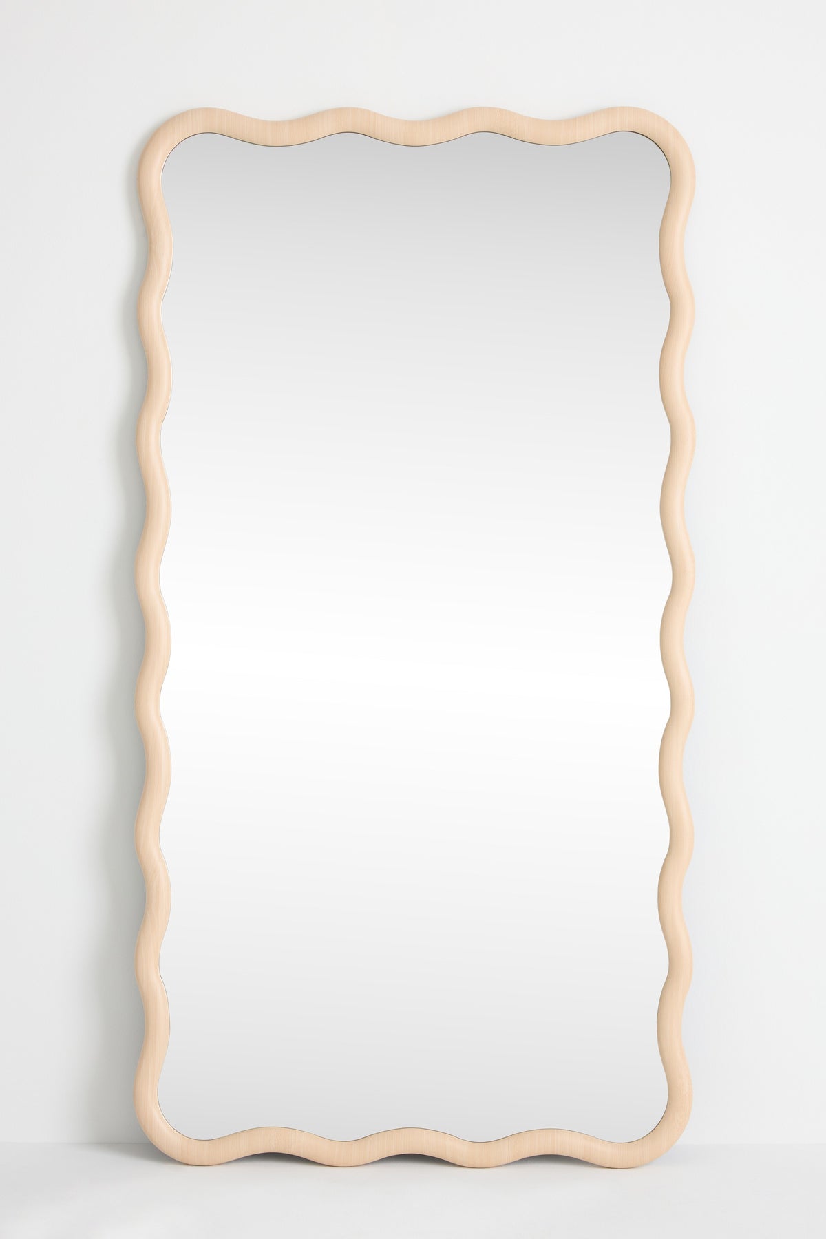 Solveig Squiggle Wood Mirror, Wall or Floor Size in 024 Beige, product view 4