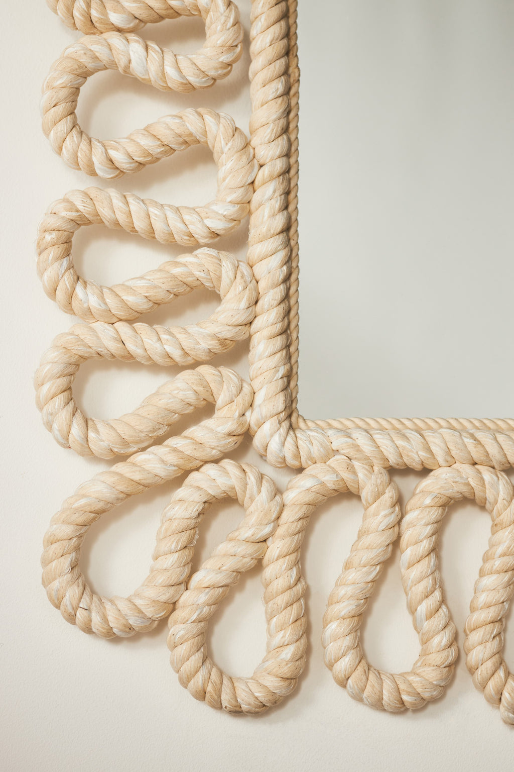 Hespa Looped Cotton Rope Wall Mirror in 010 White, product view 2