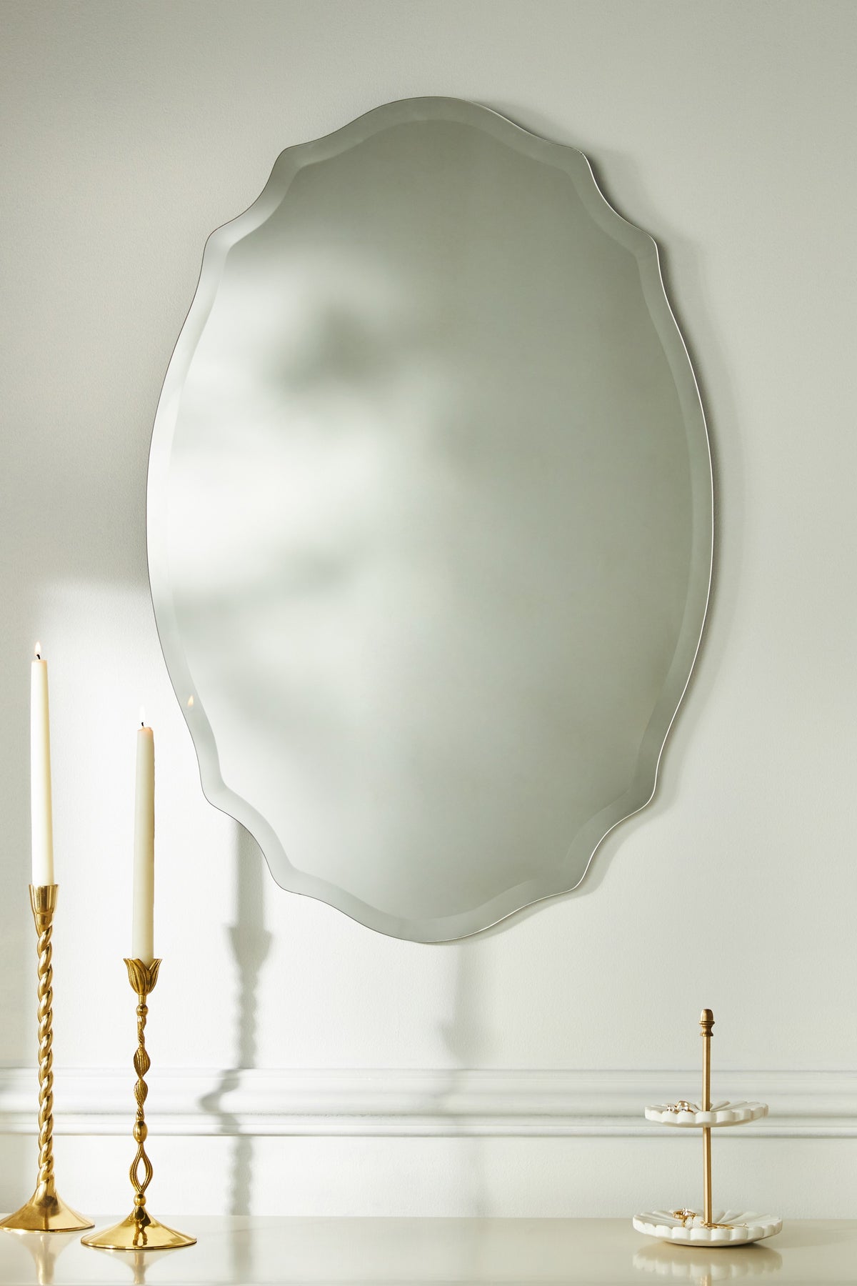 Spegill Frameless Scalloped Beveled Wall Mirror in Silver, product view 1