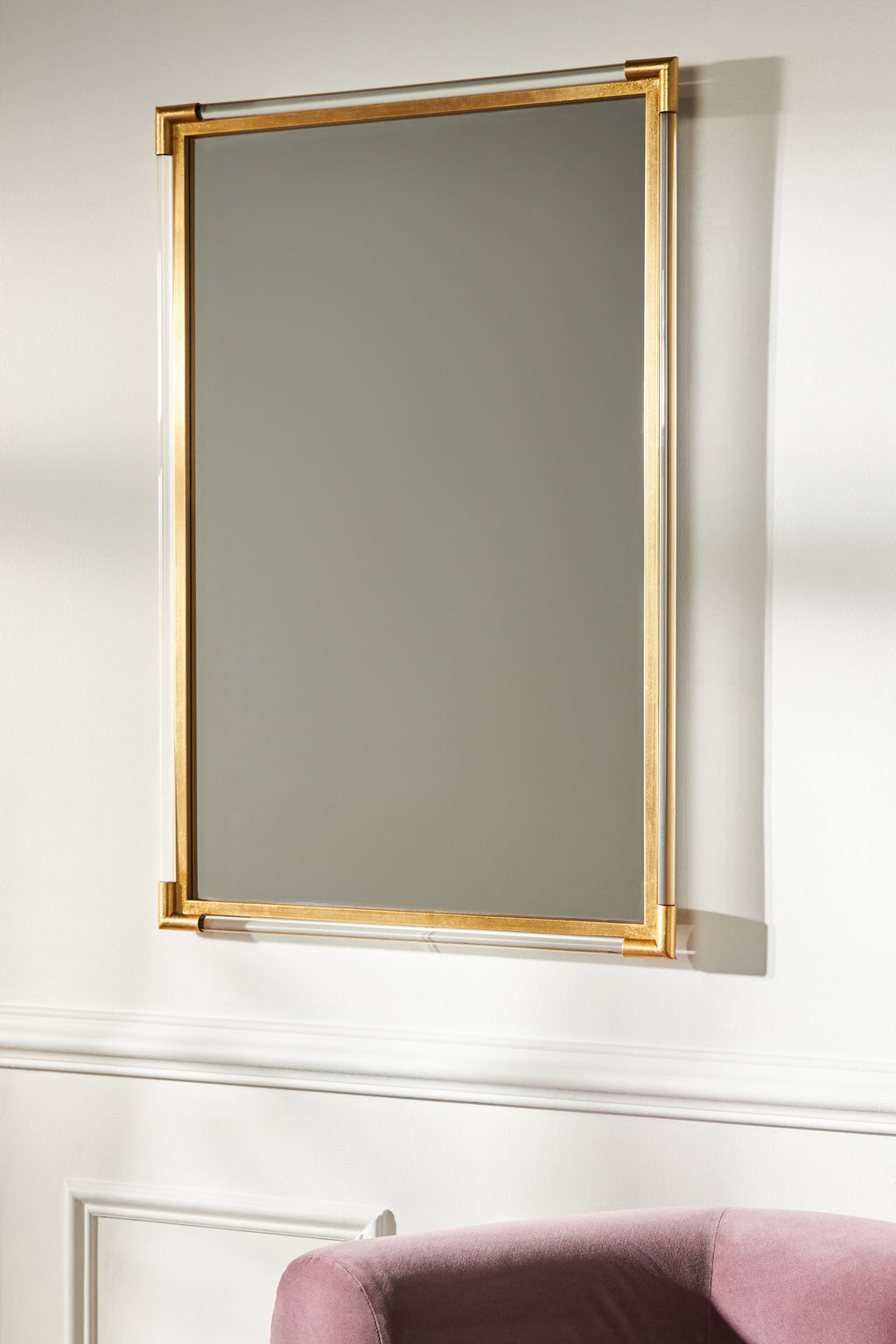 Linnea Gold and Clear Acrylic Rectangular Wall Mirror in 070 Gold, product view 1