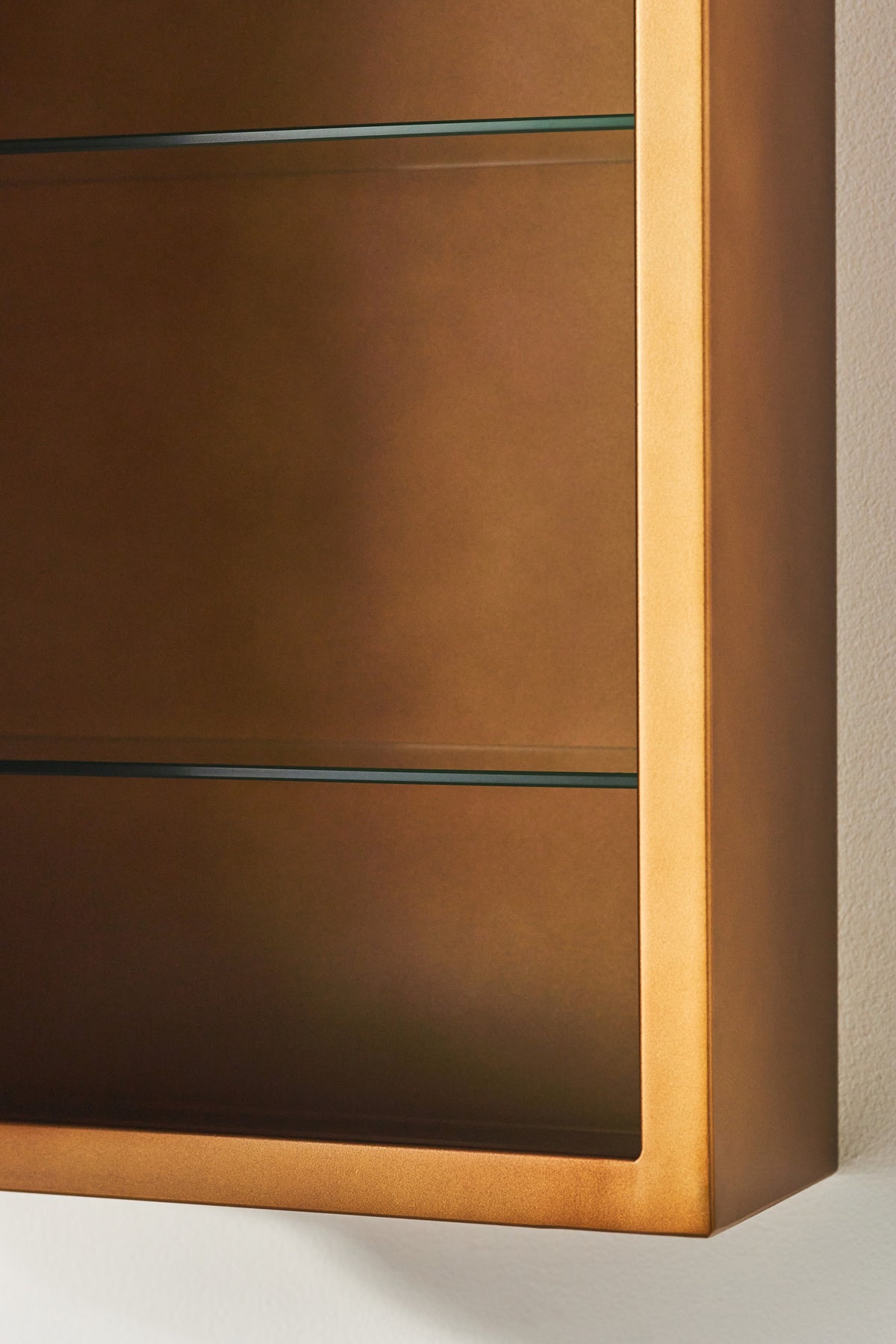 Tjorn Rounded-Corner Gold Medicine Cabinet, Surface or Recessed, product view 3