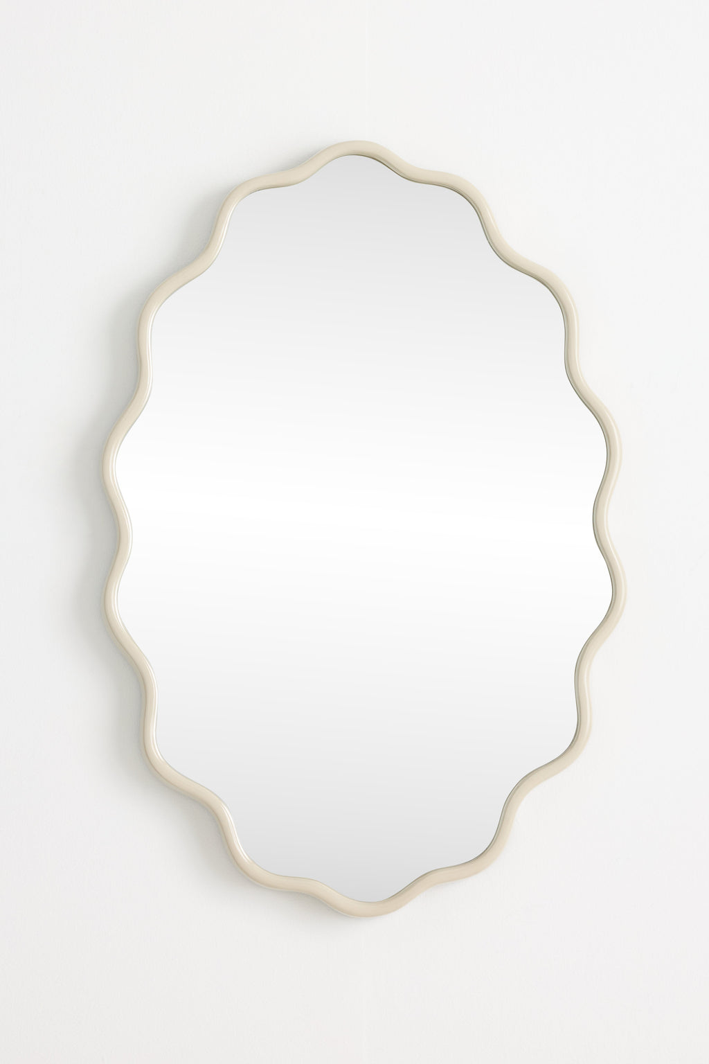 Alda Wavy Scalloped Oval Wall Mirror in Tofu, product view 2