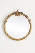 Lilja Floral Crest Petite Round Wall Mirror in Bronze, product view 1