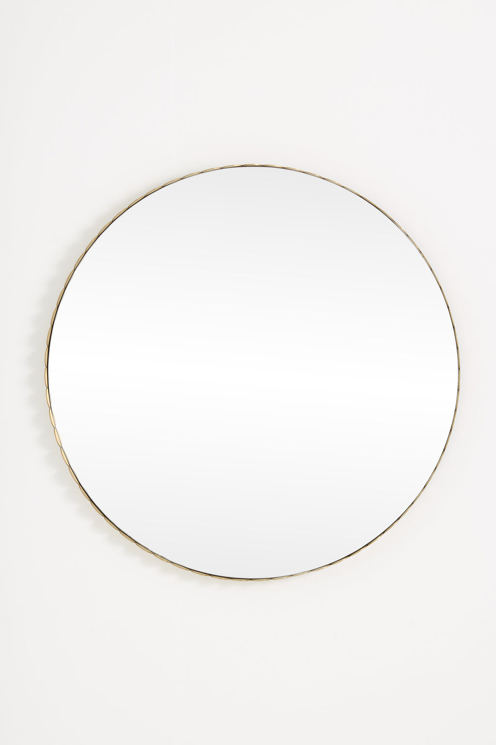 Krona Scalloped Gold Metal Round Wall Mirror in 070 Gold, product view 1