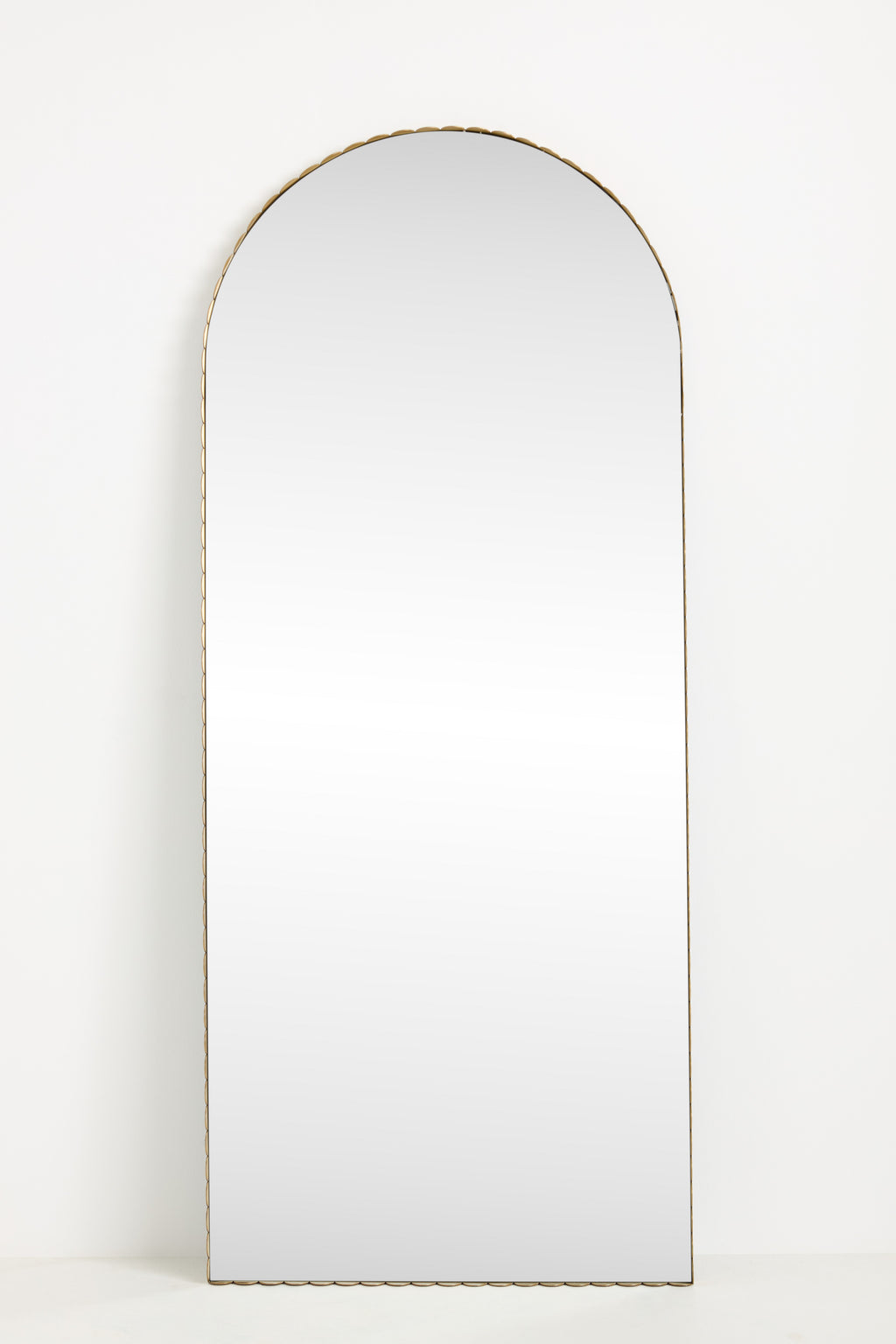 Krona Scalloped Gold Metal Arch Floor Mirror in 070 Gold, product view 1